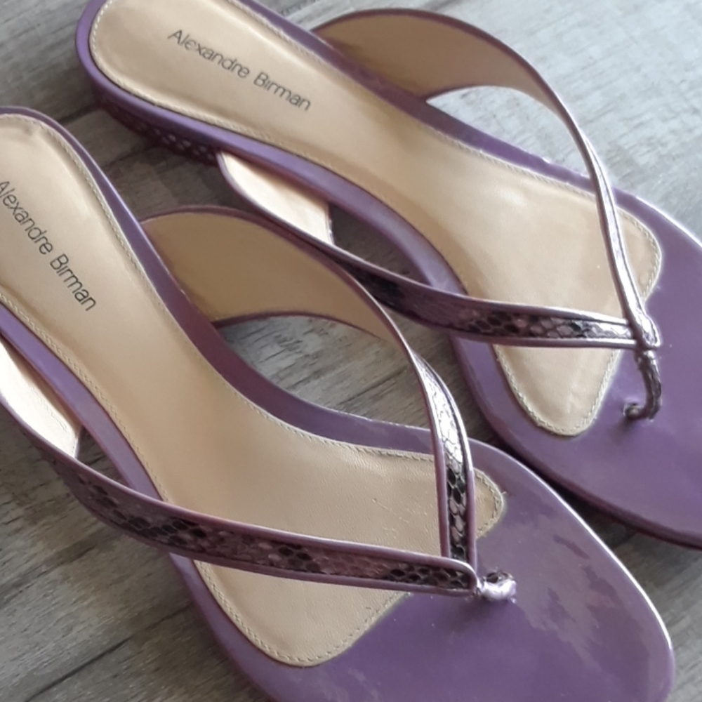 ALEXANDRE BIRMAN..PURPLE SNAKESKIN THONG SANDALS - Picture 4 of 8